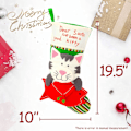 Miniatyrbillede 3 af 5: 20'' Julekattestrømpe 3D Stor Kæledyrsholder Kitty Ornament Gaveposer til Kæledyr Ornament Killingedekoration Feriefest Tilbehør, Grøn