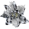 Miniatyrbilde 1 av 5: 20 stk 4,7\" kunstige blomster Farmhouse sort og hvit rutete kunstige blomster julepynt glitter kunstig julestjerne - sort hvit