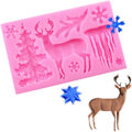 Miniatyrbillede 4 af 4: Silikone kageform julehjorte elg juletræ snefnug fondant chokoladeform kage wienerbrød bageform juledekoration (Pink)
