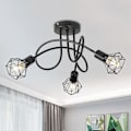 Miniatyrbillede 1 af 5: Industriel loftslampe 3 spots sort metalgitter loftslampe, industriel loftslampe armatur