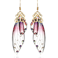 Miniatyrbillede 1 af 5: Heyone Sommerfuglevinge Drop Dangle Øreringe Guldbelagt Krystal Rhinestone til kvinder piger bryllup Smykker