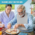 Miniatyrbild 3 av 5: Tvättbara silikonhaklappar för vuxna, justerbar silikonhaklapp för vuxna, vattentät haklapp för äldre med smulskydd, mathaklappar för äldre funktionshindrade Grey L 42x28cm