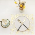 Miniatyrbilde 5 av 5: Nett løper med gullfolie 28cmx5m, metallisk bordbånd, dekorasjon for fest, bursdag, bryllup, jul, DIY, innpakning (gull, 5m)