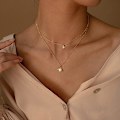 Miniatyrbillede 2 af 5: Diamanthalskæder til kvinder, fint guld halskæde 14k guldbelagt lang lariat halskæde enkel guld CZ diamant choker halskæder
