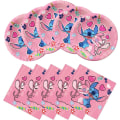 Miniatyrbilde 1 av 5: 40 stk rosa Lilo og Stitch festartikler, Stitch fest 20 tallerkener og 20 servietter, Lilo og Stitch jentefest dekorasjonsartikler