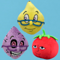 Miniatyrbillede 3 af 4: Frugtbamser i plys, 8,7 tommer, Miss Lemons og Mr. TomatoS, søde frugtbamser (lilla citroner)