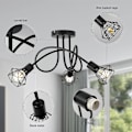 Miniatyrbillede 4 af 5: Industriel loftslampe 3 spots sort metalgitter loftslampe, industriel loftslampe armatur