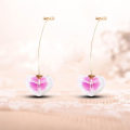 Miniatyrbilde 5 av 5: Håndlagde dråpeformede spiralformede lampwork-moteglassperle-anheng-øredobber