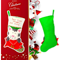 Miniatyrbillede 4 af 5: 20'' Julekattestrømpe 3D Stor Kæledyrsholder Kitty Ornament Gaveposer til Kæledyr Ornament Killingedekoration Feriefest Tilbehør, Grøn