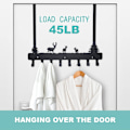 Miniatyrbillede 4 af 5: Over The Door Hooks Hanger, 17.7\" Towel Racks for Bathroom 8 Hooks, Heavy-Duty Wall Mount Tower Holder