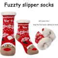 Miniatyrbilde 4 av 5: 3 par med tøffelsokker for gutter, fuzzy barneslippersokker med sklisikre grep, tykke, fluffy, søte julesokker for barn