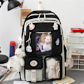 Miniatyrbillede 2 af 3: 5 stk. Kawaii Rygsæk Casual Tasker Søde Æstetiske Rygsække med Tote Håndtaske Blyant Pen Etui Pung, med Søde Bjørn Vedhæng Pins (Sort)
