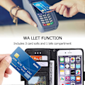 Miniatyrbillede 5 af 5: Til iPhone 16e Etui RFID Blokerende Tegnebog Stativ Læder Telefon Cover Multicolor Black
