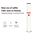 Miniatyrbillede 3 af 5: Selfie Stick Tripod, Retractable Selfie Stick med aftagelig Bluetooth fjernbetjening og fyldlys - Hvid Rød
