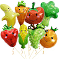 Miniatyrbillede 1 af 5: 8 stk. Gaint Furit Vegetable Foil Balloner Søde Helium Mylar Jordbær Drue Banan Appelsin Majs Gulerod Tomat Broccoli