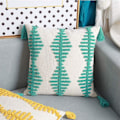 Miniatyrbilde 2 av 4: Dekorative Boho Tufted Geometriske Pynteputer Trekk med Dusker Kvadratiske Pynteputer Trekk for Seng Sofa Stol(Grønn, 18\"x18\")