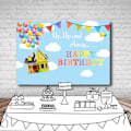 Pikkukuva 4 / 5: UP syntymäpäiväjuhlat valokuvastudio tausta rekvisiitta poika seikkailu onnellinen syntymäpäivä Up Up and Away ilmapallot juhla koristeet  7x5ft