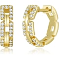 Miniatyrbillede 1 af 5: 14K forgyldt Triple Huggie Illusion Stud Øreringe | Dobbelt Huggie Hoop Øreringe til ét hul | Guld Hoop Øreringe til kvinder