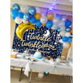 Pikkukuva 4 / 5: Twinkle Twinkle Little Star Taustakangas Yötaivaan Kiiltävä Tähti ja Kuu Galaksin Avaruus Valokuvaustaustaksi Glitter Tähti Lasten Syntymäpäivä 7x5FT