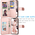Miniatyrbilde 3 av 5: Lommebokdeksel for iPhone 13 Pro Max (6,7 tommer) 2021 Luksus ID Kontant Kredittkortlommer Holder Bæreveske Folio Flip PU Lær - Rose Gold