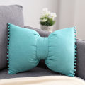 Miniatyrbillede 1 af 2: Sød Pompom Bowknot Pudebetræk Suede Blødt Pudebetræk Dekorativt Pudebetræk med Pudeindsats til Bondehus(Mint Grøn,14\"x20\")