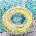 Miniatyrbild 4 av 4: Innerslangar för pool vuxen, simring med konfettiglitter, sommarpool transparenta uppblåsbara slangar för vuxna barn (guld+flerfärgad+blå)