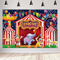 Pikkukuva 4 / 5: Punainen Karnevaali Sirkus Dekoraatio Tausta Karnevaali Banneri Sirkus Mardi Gras Dekoraatio Lapset Karuselli Telttatilaisuus Dekoraatio Banneri Valokuva Rekvisiitta 5x3 ft.