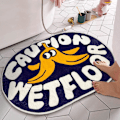 Miniatyrbillede 1 af 5: Badeværelsestæppe, Cartoon Bademåtte The Caution Wetfloor Bademåtte, Sød Oval Bademåtte, Interessant Bademåtte, Plys Absorberende, 23,6”x35,4”