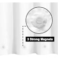 Miniatyrbillede 4 af 5: Hvid bruseforhængsfor - Premium PEVA, BPA & PVC-fri, ingen kemisk lugt, let bruseforhæng med 3 magneter, - Hvid, standardstørrelse