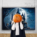 Pikkukuva 4 / 4: Halloween-teeman tausta Kauhu Hautakivi Lepakko Valokuvaustausta Pelottava Kuolleet Oksat Yöllä Sumuisessa Linna vauvalle ja aikuisille 7x5ft