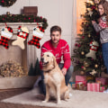 Miniatyrbillede 4 af 5: 2 stk. Burlap kæledyr jule strømper Buffalo Plaid store fisk formet bue kæledyr jule strømper til juletræ hjem fest dekorationer