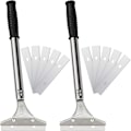 Miniatyrbillede 1 af 5: 4 tommer skraber med barberblad - Flisemalingsskraber - Gulvskraber til fjernelse af tapet - Glatteskraber med 10 udskiftelige blade, 2 stk. (sort)