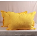 Miniatyrbilde 2 av 5: 2-delt brodert bomull quiltet senge putevar Rustic Solid Color Soft dekorative putetrekk sett (Gul, 20\"x28\")