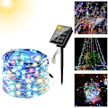 Miniatyrbillede 2 af 5: 10M 100 LED Solcellelyskæde, Opgraderet Super Holdbar Sol Julelys Udendørs, Vandtæt 8 Tilstande Sol Fe Lys(Multifarvet)