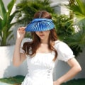 Miniatyrbilde 2 av 5: Dame Sol Visor Hat Bred Brede Sommer UPF 53+ UV Beskyttelse Foldbar Strand Sport Plissert Cap