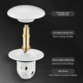 Miniatyrbilde 3 av 5: 2-delt universell pop-up vaskplugg med anti-tilstoppingsfilter, anti-blokkeringsfilter, badekarpropp, hvit