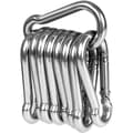 Karbinhake, 10-pack, 50x5 mm - 304 Rostfritt Stål - Klicklås - Lastkapacitet 125 kg