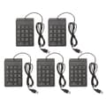 Wired Numeric Keypad 18 Keys Ergonomic USB Plug and Play Silent Typing Mini Numeric Keyboard for PC Laptop Desktop 5 Pieces