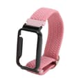 Flettet Loop-reim for Mi Band 7 Pro Justerbart elastisk nylon-loop-armbånd med beskyttelsesramme Rosa bånd Svart etui