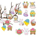 Miniatyrbild 3 av 5: Easter Hanging Ornaments Happy Easter Bunny Decoration Spring Holiday Rabbit Egg Decor Easter Party Ornaments