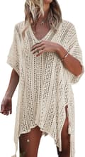 Badedragt-cover-up til damer, hæklet kjole til strand, pool og badetøj (Beige M)