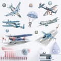 Miniatyrbild 4 av 6: Vintage Flygplan Peel and Stick Väggdekaler - Flygplan Väggdekaler