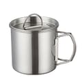 Campingmugg i rostfritt stål med lock, måttskala, rostskydd, hopfällbar campingmugg för utomhusvandring 350 ml