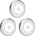 LED Motion Sensor Night Light Set, Battery Operated Wireless PIR Stick-On Lights With Magnet, For Nursery Hallway Stairs Wardrobe, Cool White, 3-Pack
