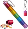 Weekly Pill Box, Detachable Portable Medicine Box, Waterproof Metal Pill Box (Rainbow)
