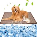 Dog Cooling Mat Sleeping Cooling Pad Washable Ice Silk Cool Blanket For Kennel Sofa Bed Coffee XL