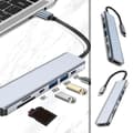 Miniatyrbillede 2 af 4: 7-i-1 Type-c Netværks Hub Multi-splitter Adapter Med Hdmi + Usb3.0 Usb2.0 Usb-c Sd Tf Pd Til Pc Com