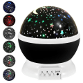 Miniatyrbilde 1 av 3: Svart LED Stjernehimmel Projeksjonslampe Roterende Projeksjonslampe USB Strømforsyning