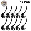 Coat Hooks Wall Mounted, 10 Pack Black Retro Wall Hooks Double Prong Metal For Hanging Coat, Clothes Black