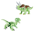 Miniatyrbillede 2 af 2: Jurassic Dinosaur Byggeklodser Tyrannosaurus Rex Triceratops Pterosaur Samlet Lysende Legetøj 8 stk